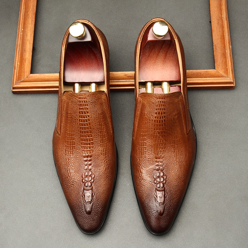 Chaussures Oxford de mariage pour hommes, faites à la main, noires et bleues, en cuir véritable, plates, motif Crocodile, mocassins formels d'affaires d'été