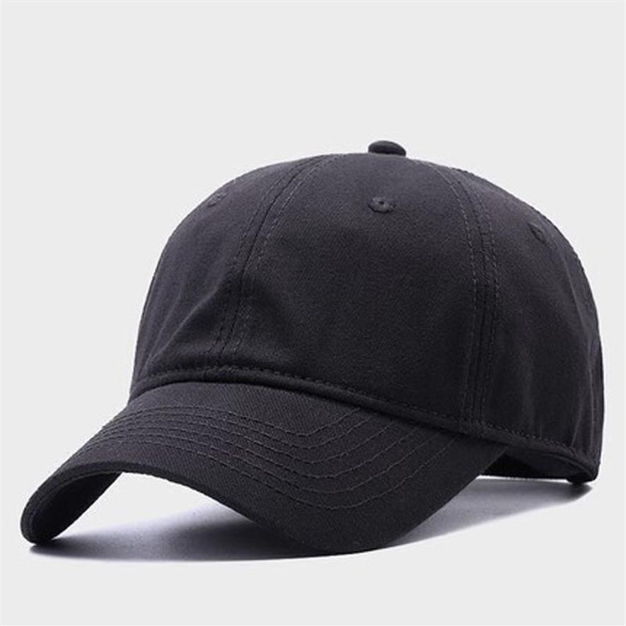 Casquette à visière en coton doux de qualité supérieure de grande taille réglable pour hommes chapeau de baseball noir avec grande circonférence de la tête 54-65 cm Q190417246h