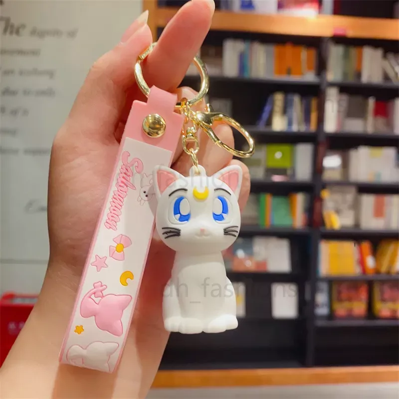 Hot Fashion blogger designer jewelryCute cartoon Sailor Moon warrior key ring mobile phone Keychains Lanyards KeyRings wholesale YS70