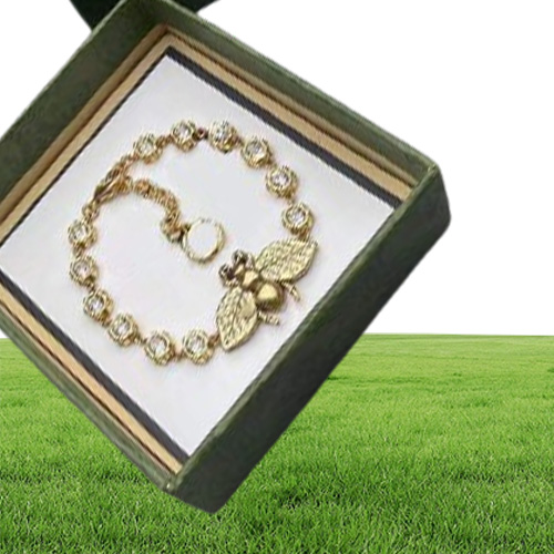 Designer Bee Copper Crystal Armband Diamond Vintage Gold med låda perfekt för män och kvinnor gåva som ger 9482372