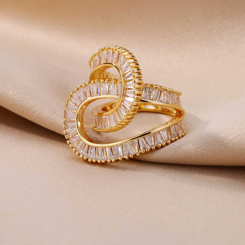 Bagues de mariage Nouveau design anneaux de zircon pour femmes filles cubiques zirconi anneau en acier inoxydable tendance luxe de mariage bijoux esthétique anillos