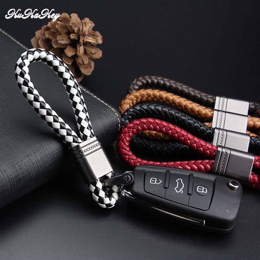 KUKAKEY PU Leder Auto Schlüsselbund Schlüsselring Emblem Für Infiniti KIA LADA Land Rover Schlüssel Ringe Kette Halter Fob1218S