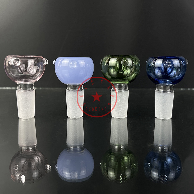 Latest Colorful Glass Smoking Portable Replaceable 14MM 18MM Male Joint Interface Bong Waterpipe Bubbler Point Handle Handpipe Herb Tobacco Bowl