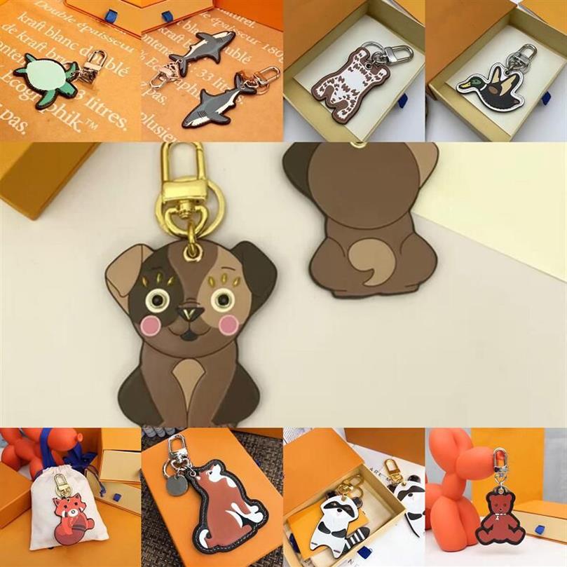 Classique Dessin Animé Mignon Tigre Porte-clés Portefeuille Porte-clés Designer Animal Voiture Pingouin Lettre Renard Porte-clés Femmes Charme Pendentif Accessorie2409