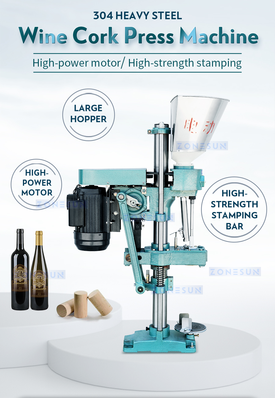 ZONESUN ZS-XGDSJ1 Cork Pressing Machine for Red Wine Bottles Beer Automatic Feeding Packaging Production Line