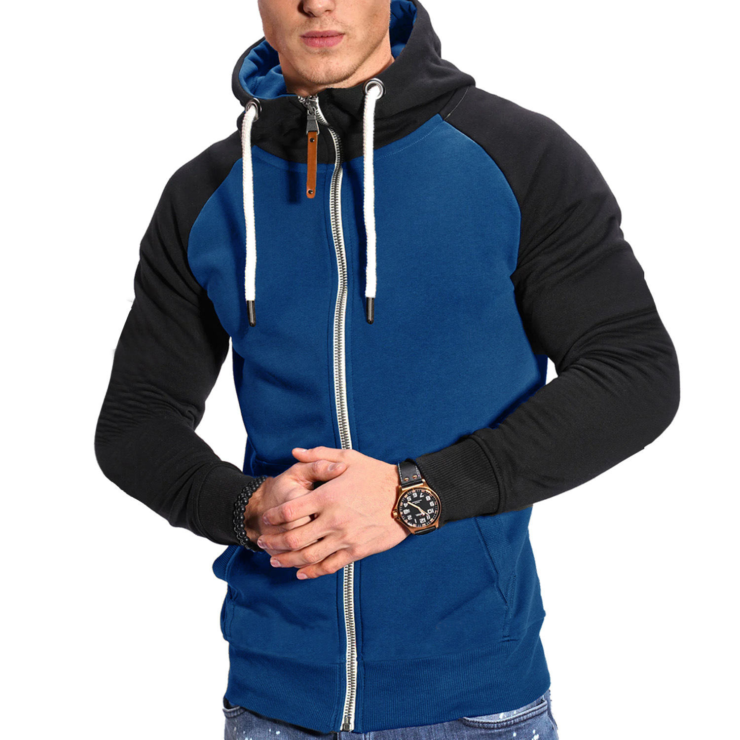 Sudaderas con capucha acolchadas para hombre Moda Patchwork Diseñador Sudaderas Otoño Cargidan Cremallera Casual Suelto Suéter con capucha Manga larga High Street Algodón Deportes Sudadera con capucha Tops 2XL