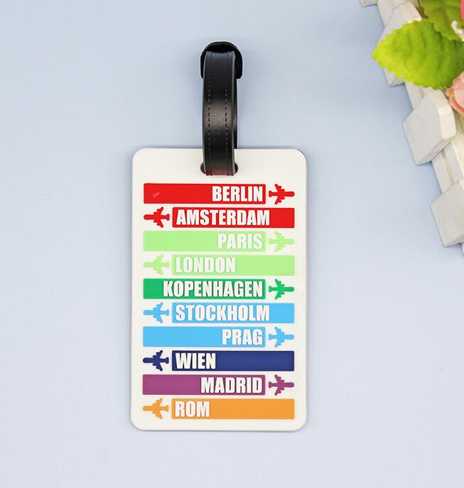 DHLpiezas de bolsa Australla China impresión rectangular etiqueta de equipaje de viaje Color mezclado