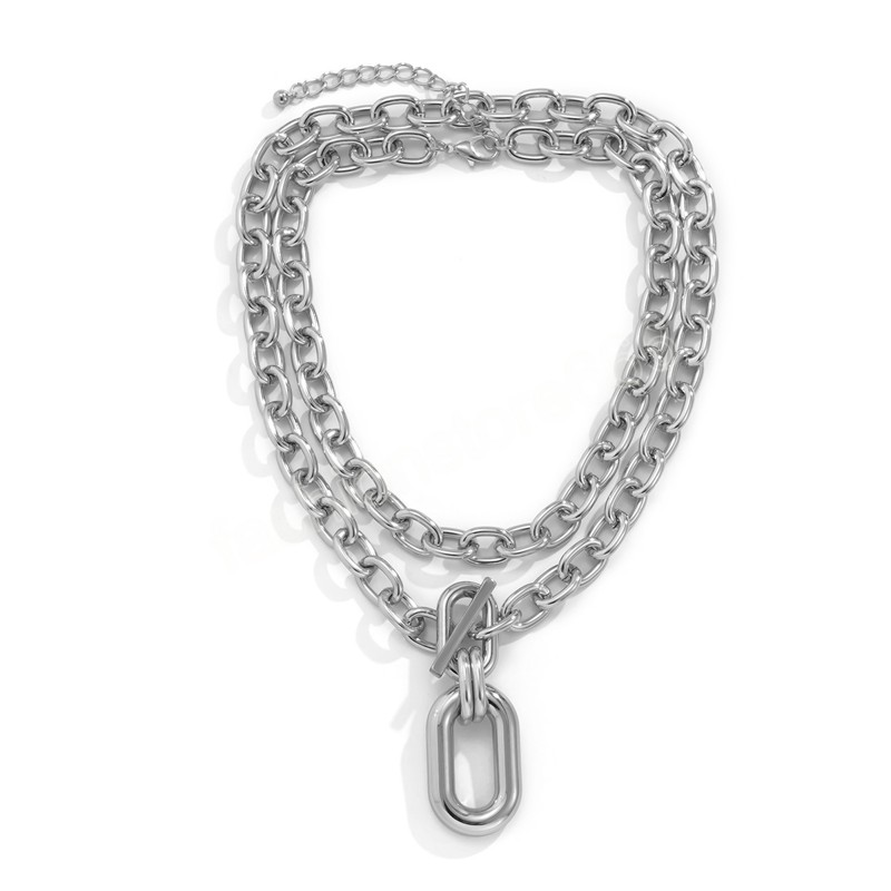 Collana girocollo grande CCB esagerata donna Ragazza Hiphop Catena robusta OT Collana con fibbia sul collo Regalo di gioielli feste