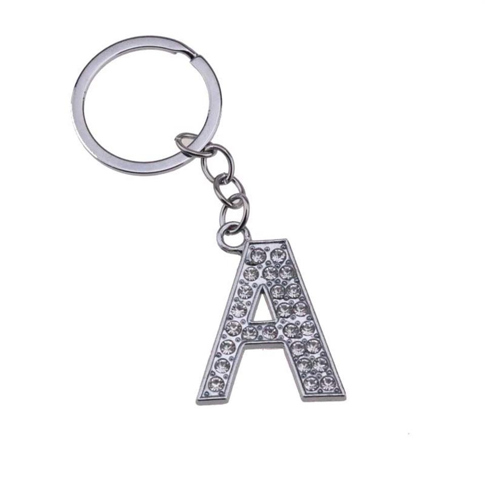 Alaşım Alfabe Mektubu Bölünmüş halka anahtarlık ile tam rhinestone DIY aksesuarları 3 2 246a