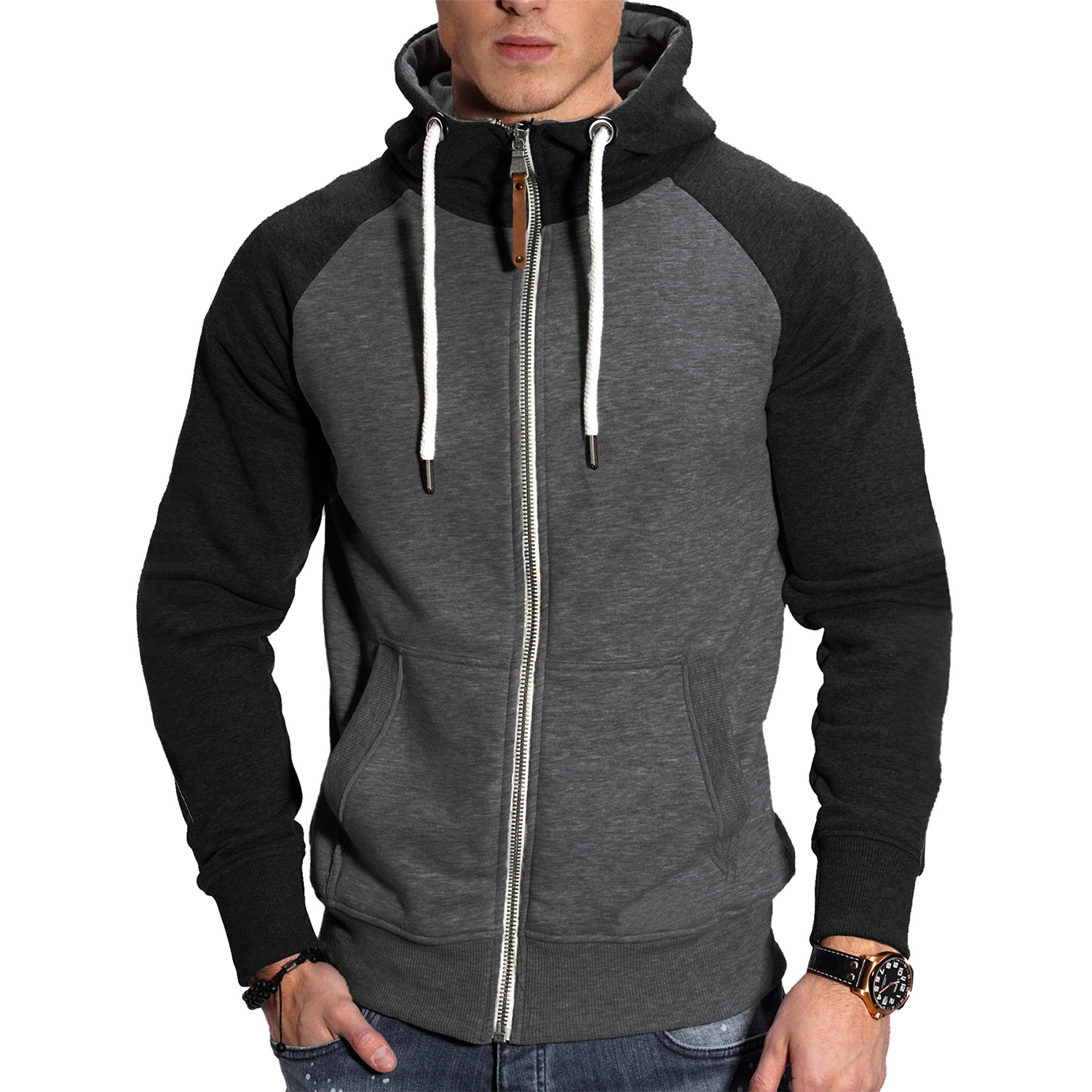 Sudaderas con capucha acolchadas para hombre Moda Patchwork Diseñador Sudaderas Otoño Cargidan Cremallera Casual Suelto Suéter con capucha Manga larga High Street Algodón Deportes Sudadera con capucha Tops 2XL