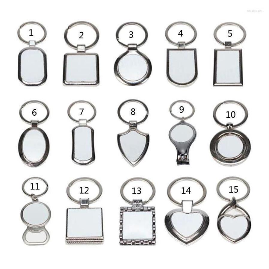 Keychains 15 Shapes Sublimation Transfer Paper Blanks DIY Metal Round Key Rings Heat Press Po Custom Jewelry Making Smal22282y