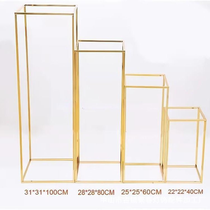 / set Gold Wedding Decoration Electroplate Iron Geometric Placed Props Road Lead T Station Supplies Rectangle Wedding Plinth