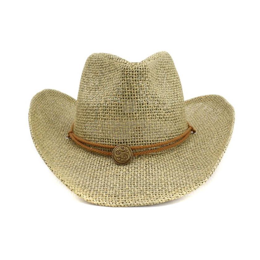 Chapéu de sol para homens e mulheres chapéus de verão personalizados chapéu de palha de cowboy ocidental chapéu de praia HA18 220407288e