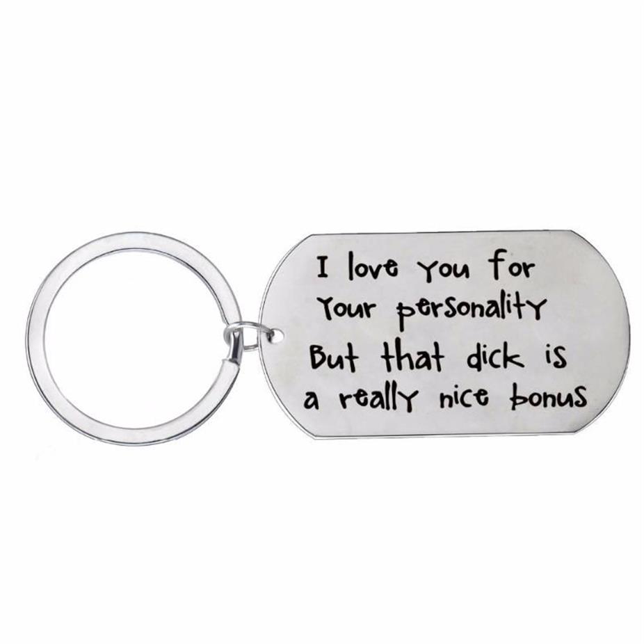 مفاتيح مفاتيح I Love You Keychain Dog Tag Stainless Steel Keyring للزوجين صديق صديقها زوجة الزوج سلسلة مفاتيح السلسلة Funn262y