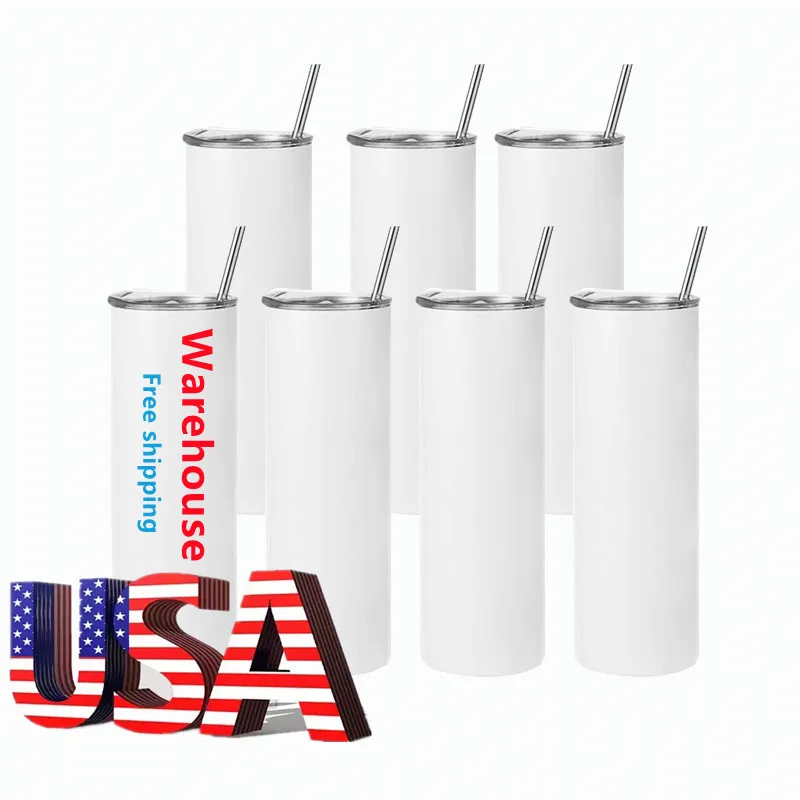 /Pack Bulk Wholesale 30oz Tumblers Insulated White Blank Straight Sublimation Car Mugs With Straw 1208