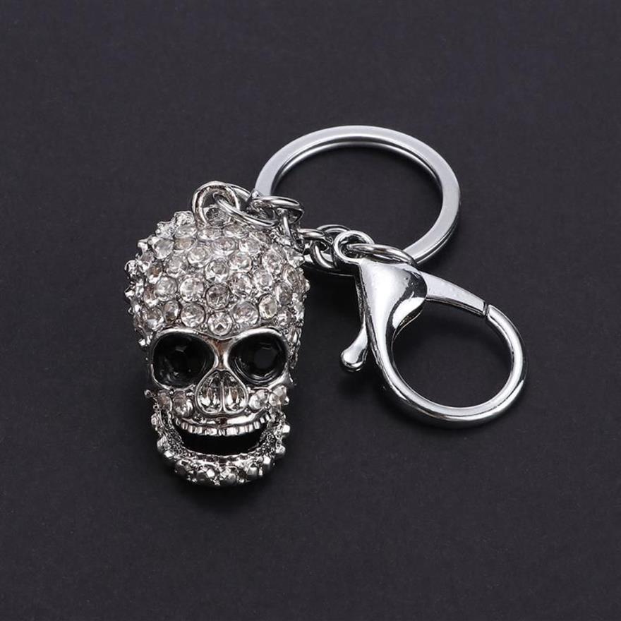 Keychains European And American Style Skull KeyChain Big Crystal Purse Bag Ornament Car Key Accessories Men Women Fashion Pendant204p