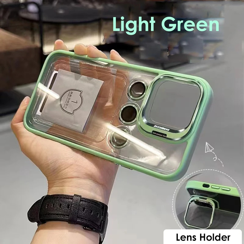 Lens Metal Ring Prezyn Protector Stojak na iPhone 15 12 13 14pro Max 11 Camera Ochrona szklana przezroczystą okładkę odkładającą wstrząsy 