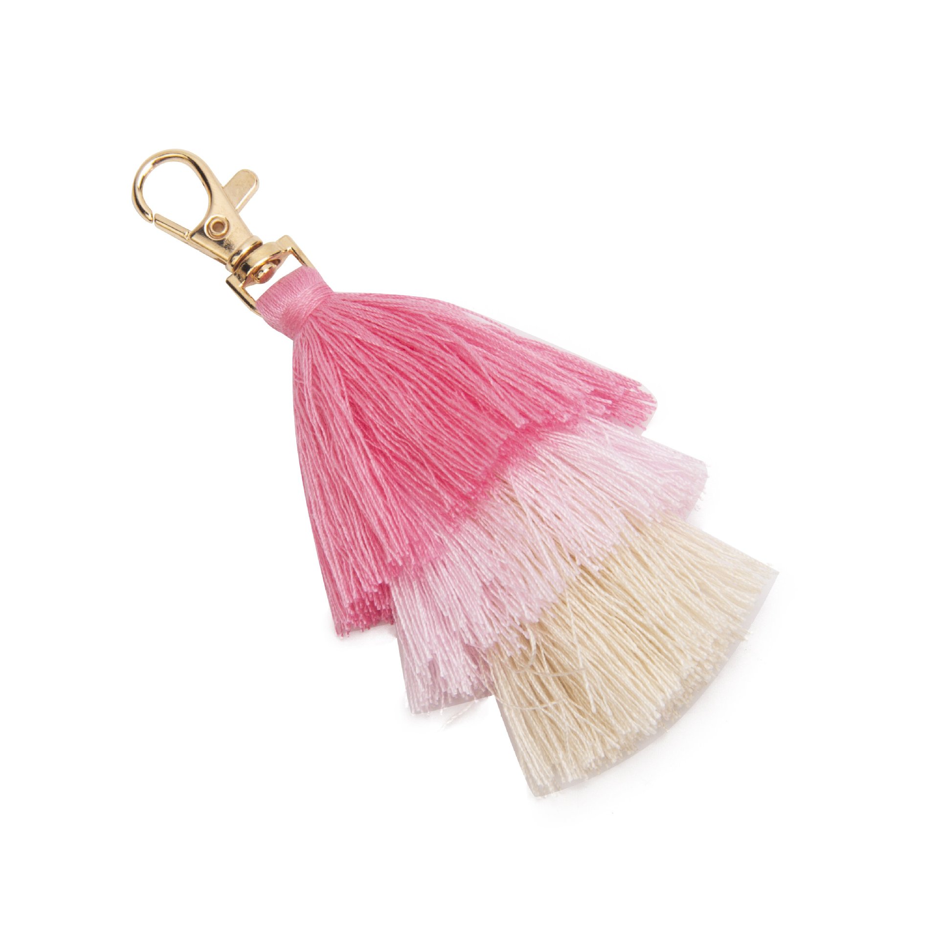 Porte-clés à pompon à trois couches, bijoux à breloques de Style ethnique bohème, pendentif, chaîne à la mode, accessoires de sac, vente en gros, 100 pièces, 2023