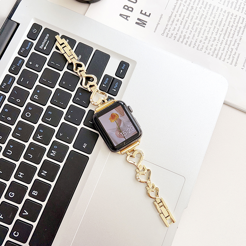 Bracelet de montre de créateur mignon et scintillant, bracelets intelligents pour Apple Watch Band Ultra 38mm 42mm 44mm 45mm iwatch Band Series 8 9 4 5 6 7, bracelet de montre en alliage de zinc