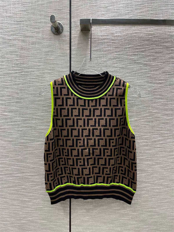 Tanks pour femmes Camis Designer 2023 Femmes Nouvelle couleur vive Fil FF Lettre Sweat-shirt tricoté Pull col rond Débardeur Vêtements pour femmes 1N1Y