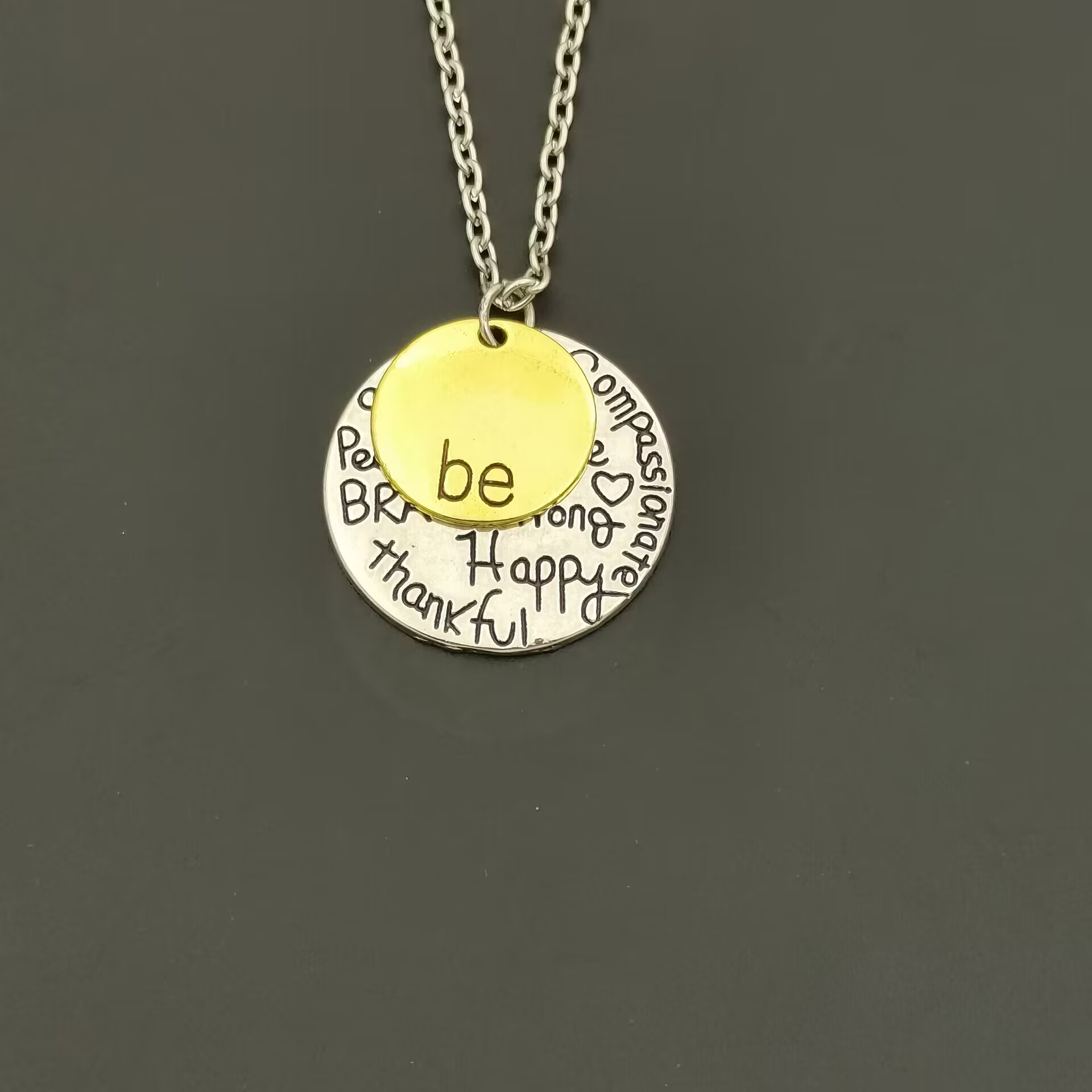 Fashion "Be" Graffiti Friend Brave Pendant Necklaces Happy Strong Thankfull Charm For Men women Jewelry A-175