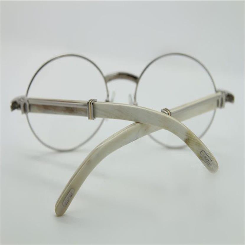 Цельно оправа, круглая оправа для очков, оптические очки для близорукости, белые очки из рога буйвола, очки для близорукости для мужчин и женщин2276