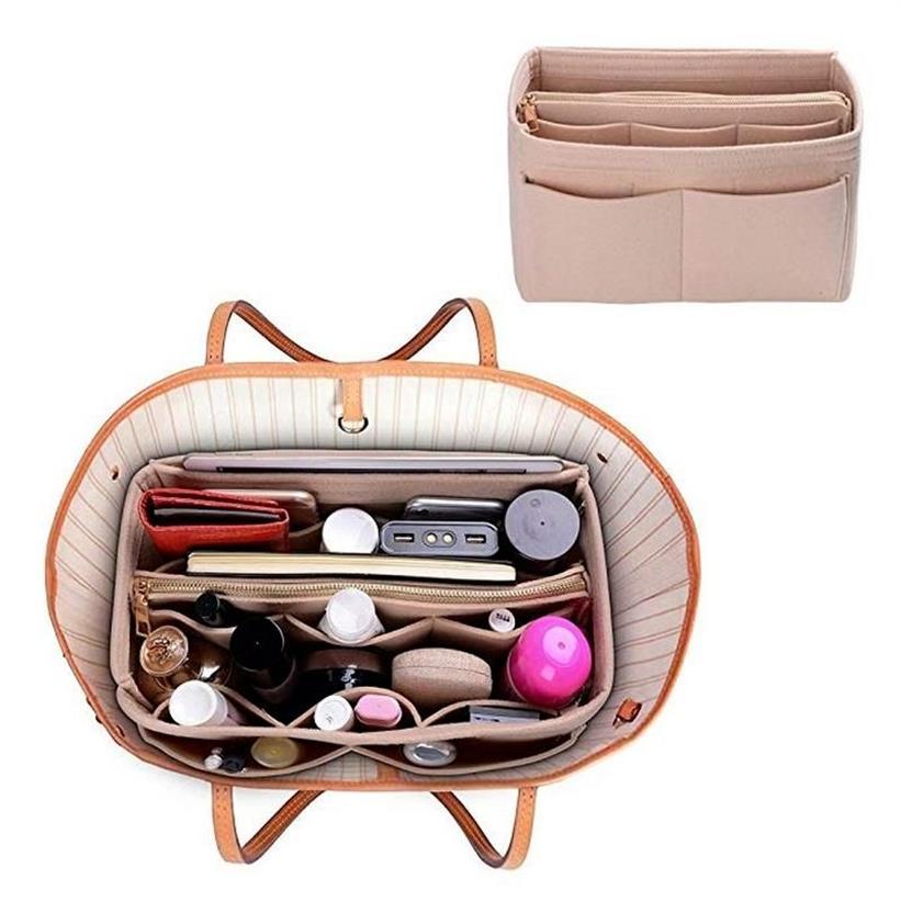 Felt Make Up Organizer For Travel Inner Purse Portable Cosmetic Bag With Zipper Makeup Handbag Toiletry Never Full Storage Bags233r