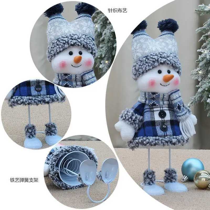 Plush Dolls Christmas toy blue fabric doll cute skiing rocking snowman cute decorations plush toy holiday party house gifts for friendL231114