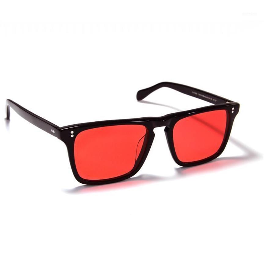 Occhiali da sole Robert Downey occhiali con lenti rosse Moda retrò da uomo Designer di marca Montatura in acetato Eyewear307T