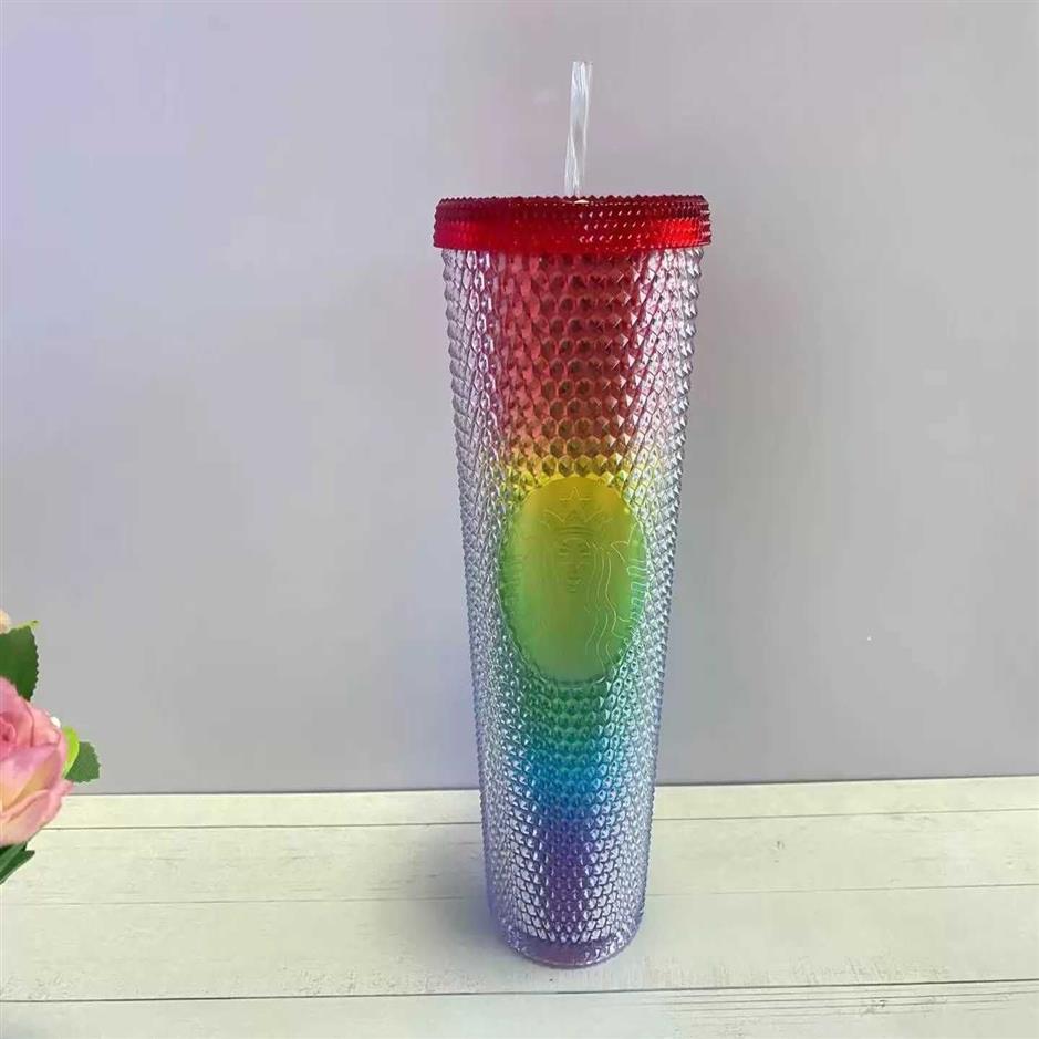 Starbucks Mermaid Goddess Studded Cup Tumblers 710ml CARBIE rosa fosco preto canecas de plástico com palha264v