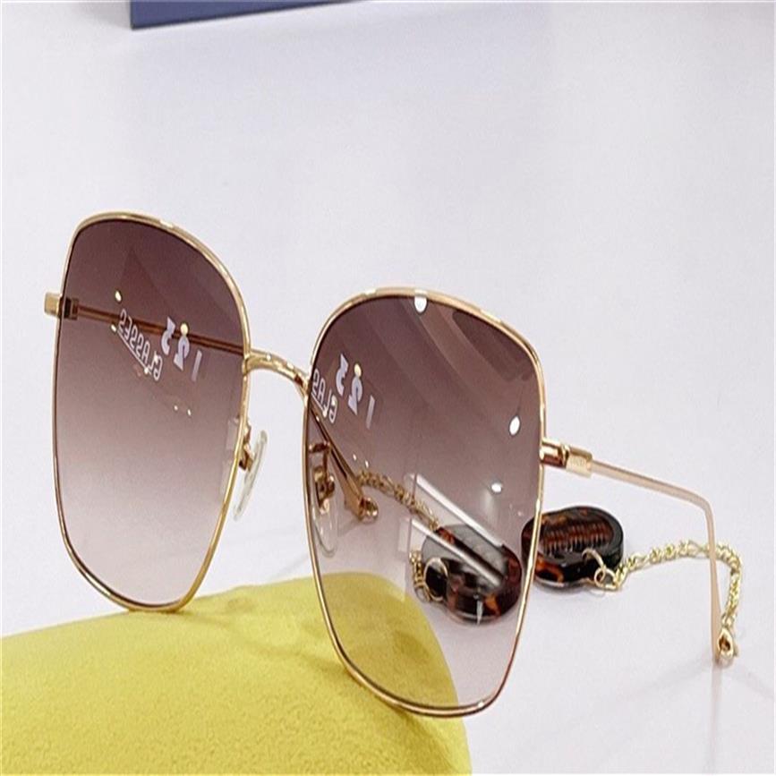 Neue Mode-Sonnenbrille 1030S einfacher quadratischer Metallrahmen mit Brillenkettenanhänger beliebte Outdoor-UV400-Schutzbrille316a