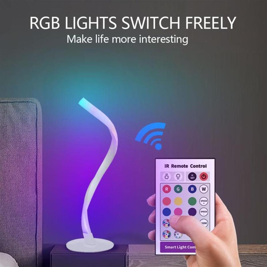 Table Lamps 110-240V RGB LED Desk Lamp Remote Control Bedside Night Light Modern Reading Atmosphere Bedroom Home Decor Lighting233j