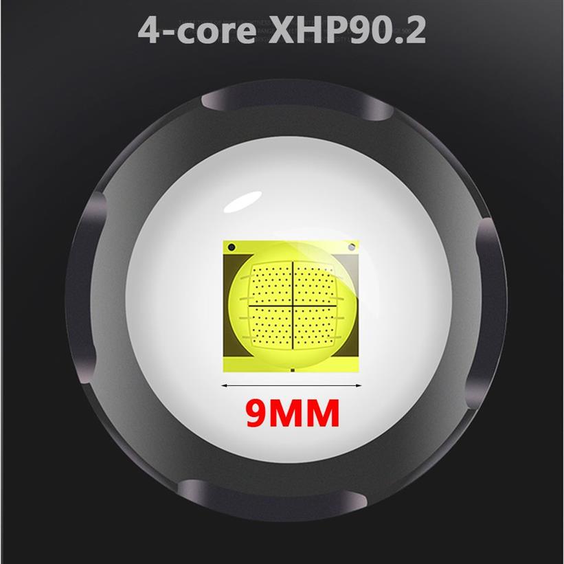 Z30 XHP90 2 슈퍼 브라이트 LED 더블 헤드 손전등 방수 방수 수수성 확대 가능한 토치 작업 라이트 스포트 라이트 블러딩 LANTERN281C