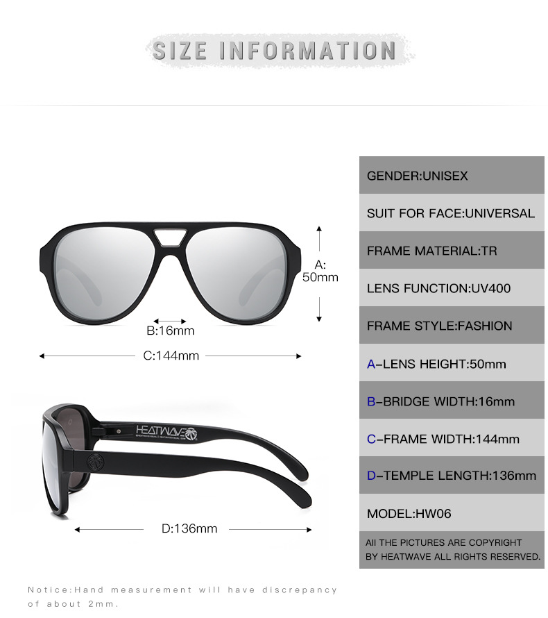 Heat Wave Designer Sunglasses High Voltage Customs Outdoor Sports Sunglasses High-Profile Lenses And A Cutout Nose Bridge Design