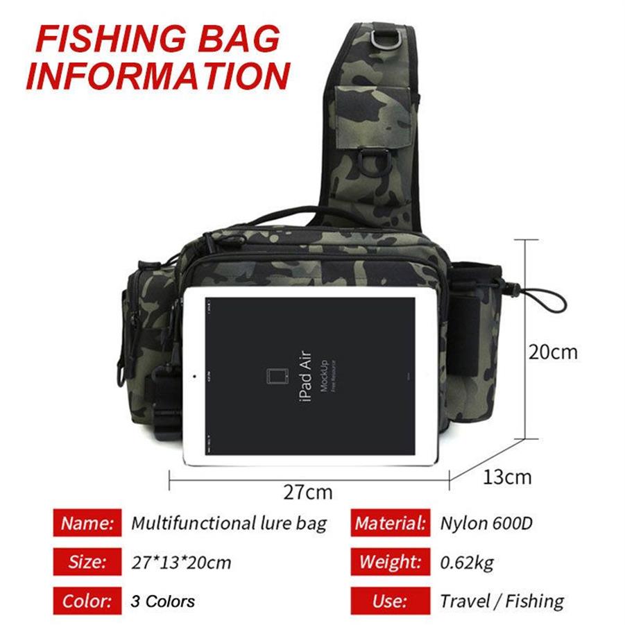 Bolsas de equipamento de pesca multifuncionais de ombro único de cintura de pacote de peixes de peixes de peixes de engrenagem de engrenagem x232g 220216265g