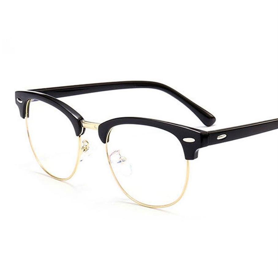 2020 Klassieke Klinknagel Half Frames Brillen Vintage Retro Optica Bril Frame Mannen Vrouwen Clear Brilmontuur Brillen oculos de2019
