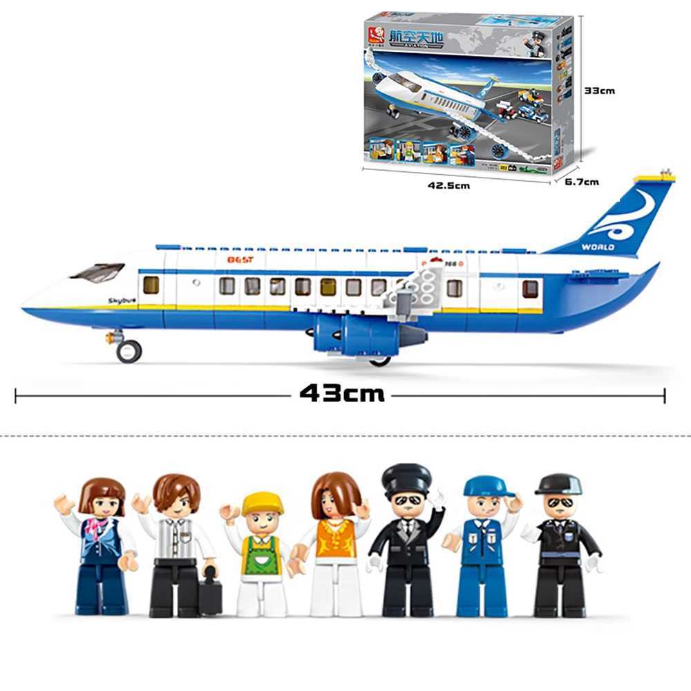 Fordons Toys City Airplane Building Blocks Airplane Figure Shuttle Bus Bagage Truck Blocks Airliner Model Bricks Kids Assemble Toys Gift Setl231114