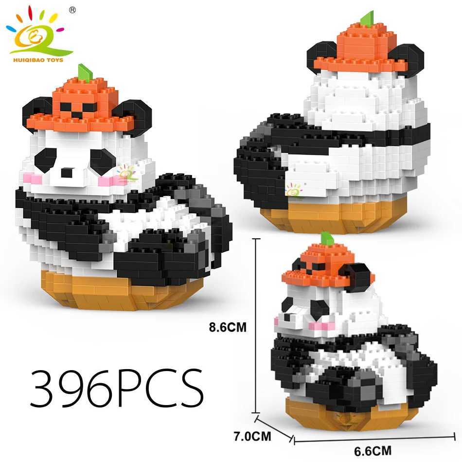 Игрушки для транспортных средств HUIQIBAO Mini Cute Panda Micro Building Blocks 3D Diamond Model Животные Кирпичи DIY Городские строительные игрушки для детей GiftL231114
