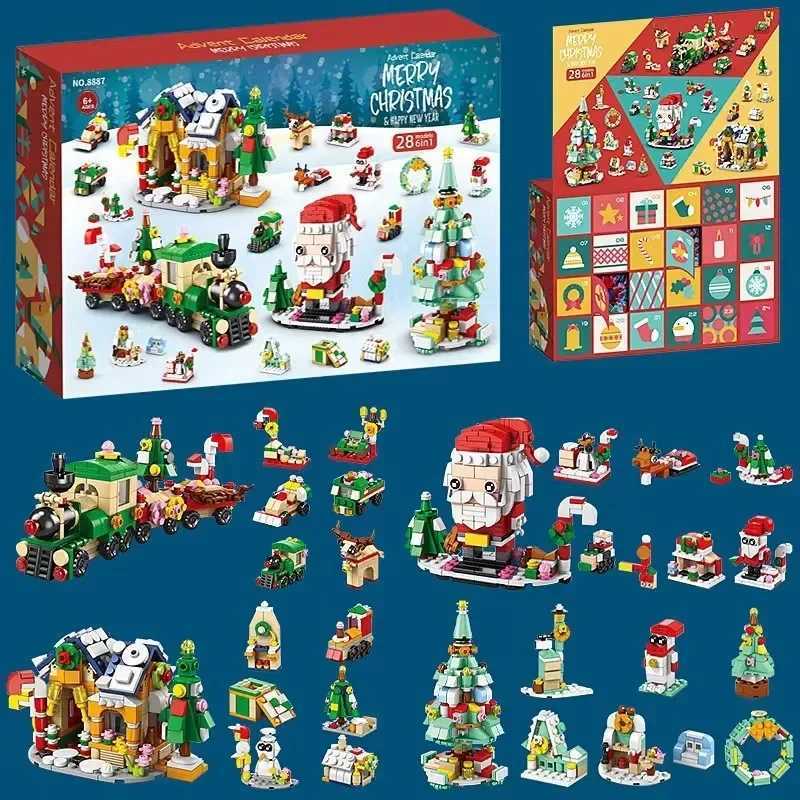 Jouets de véhicules 2023 Série de Noël Blocs de construction Coffret cadeau pour enfants 24 jours Calendrier de l'Avent de Noël DIY Casse-Noisette Briques du Père Noël Modèle L2311141