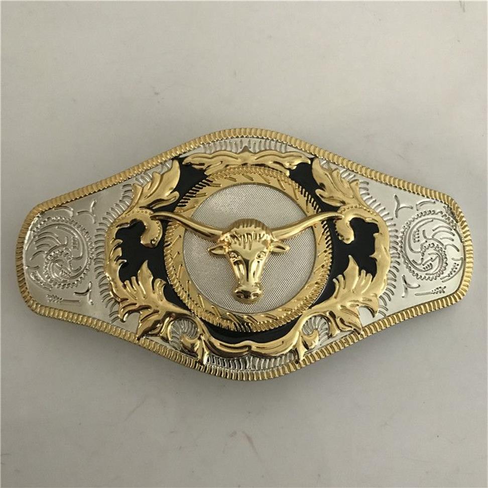 Boucle de ceinture occidentale tête de taureau dorée de grande taille, 1 pièce, pour Cintura Cowboy227Y