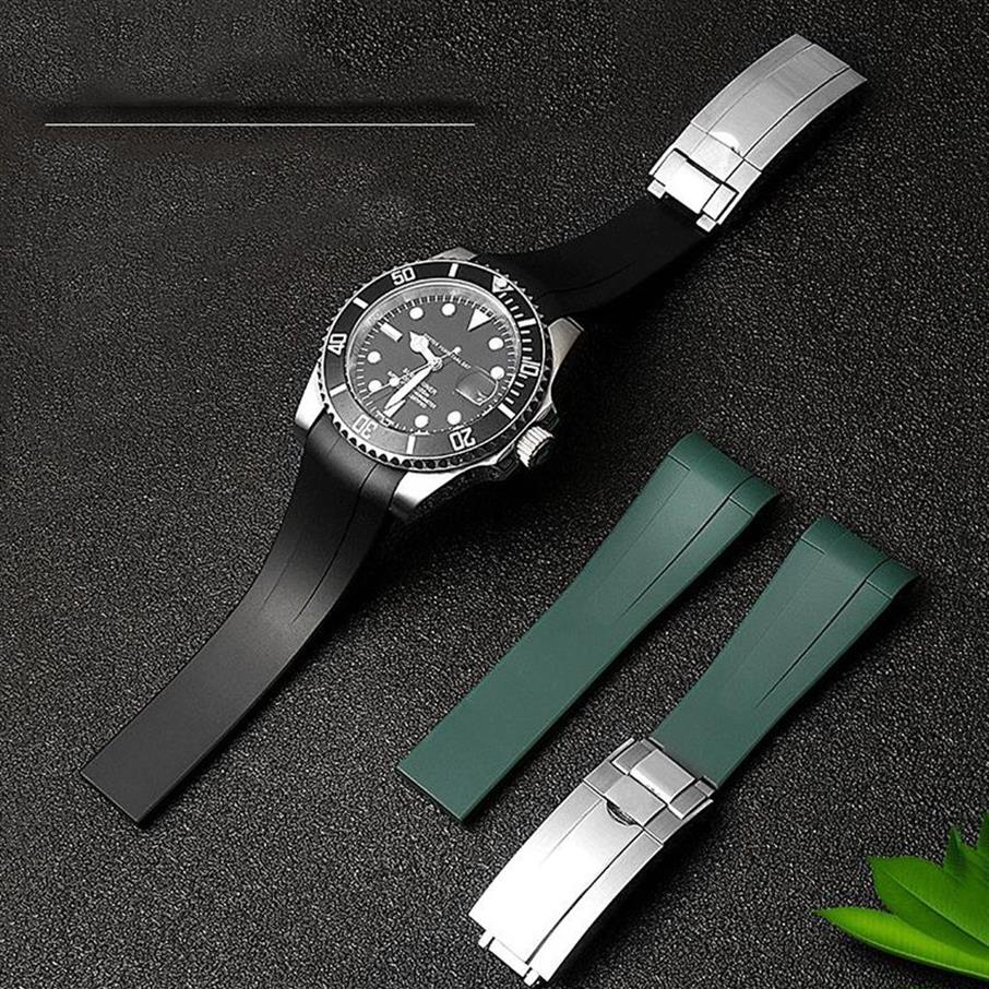 Bracelet de montre en caoutchouc de haute qualité pour bracelet SOLEX 20mm 21mm noir bleu extrémité incurvée bracelet de montre en silicone étanche 22062280U