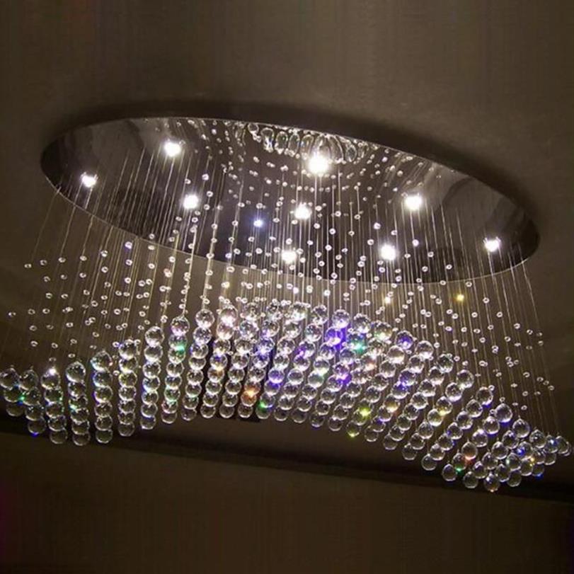 Ljuskronor m fin design d 100% oval kristallvåglamplyster ledande hem l800 w200 h600mm modern belysning328b