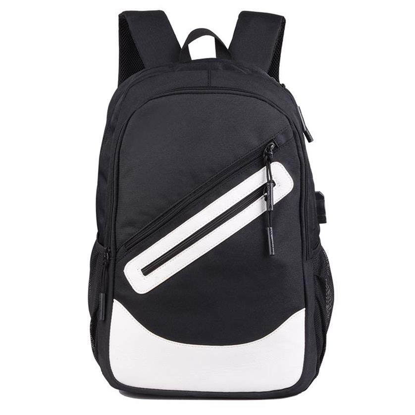 Sacs d'ordinateur portable pour hommes de sac à dos imperméables Black Sac à dos noir voyage adolescent Bookbag Oxford USB Charger masculin Mochilahi190Q