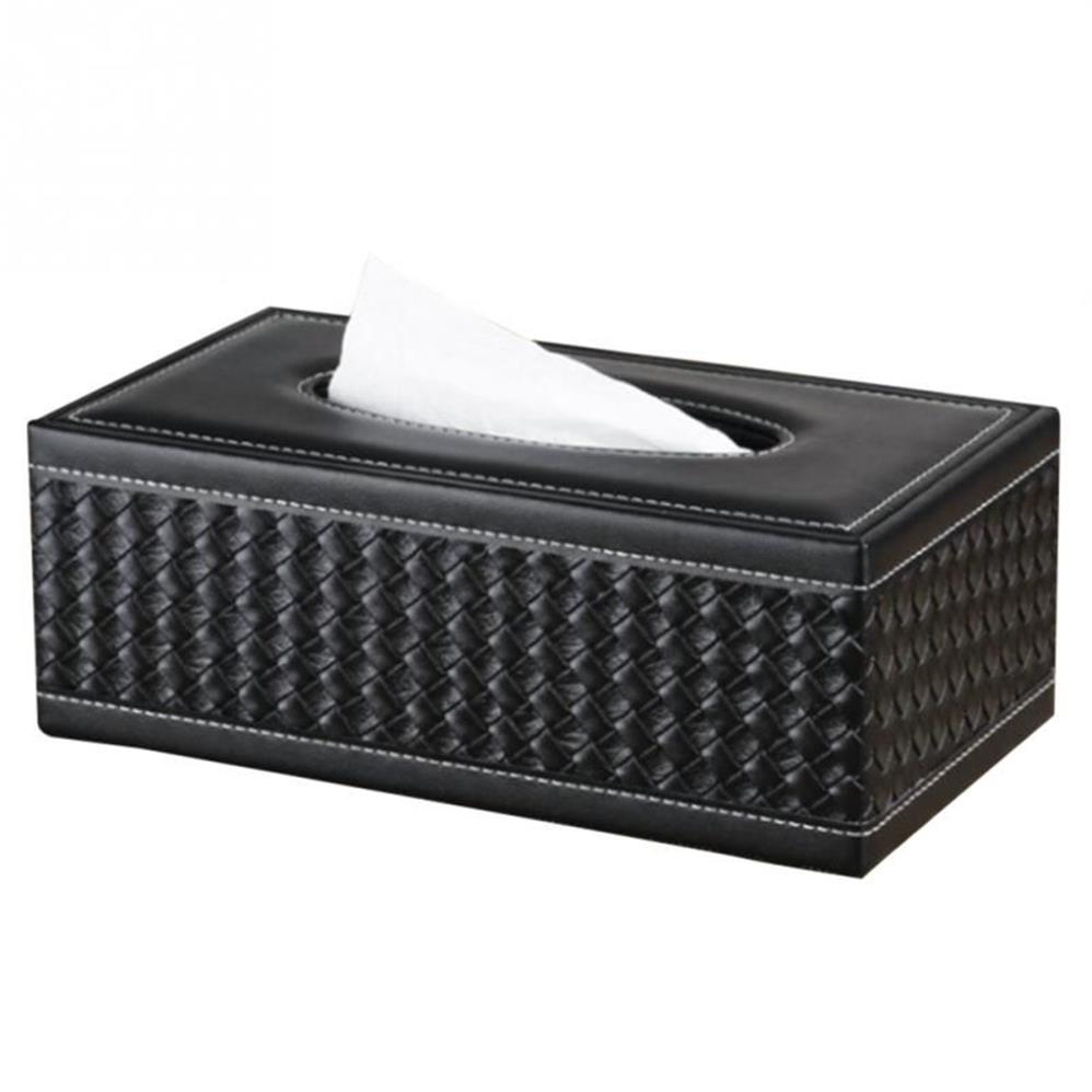 PU Leather Tissue Paper Holder Large Antimoisture Rectangular Paper Box Household Office Restaurant Napkin Holder Black278n