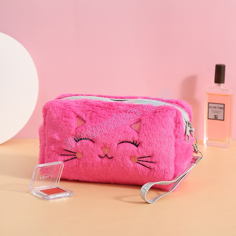 Cosmetic Bag Women Cartoon Plush Makeup Case Organizer Korean Girl Zipper Cosmetic Pouch Handbag Travel Toiletry Bag Beauty Case