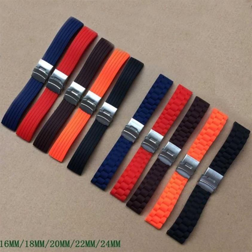 Cinturini orologi cinturino in caucciù di alta qualità cinturini in silicone immersioni 16mm 18mm 20mm 22mm 24mm braccialetto impermeabile uomo donna256f