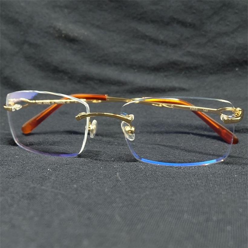 Armações de óculos transparentes sem aro, óculos ópticos transparentes para homens, metal carter deisgner, preenchimento de óculos de prescrição 298t