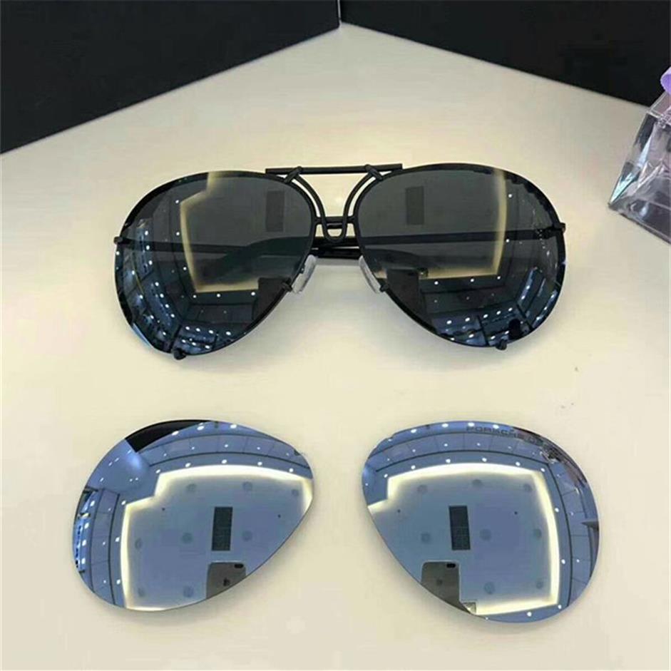 New high quality Car brand Carerras Sunglasses P8478 A mirror lens pilot frame with extra lens exchange mens gafas de sol mujer lu276d