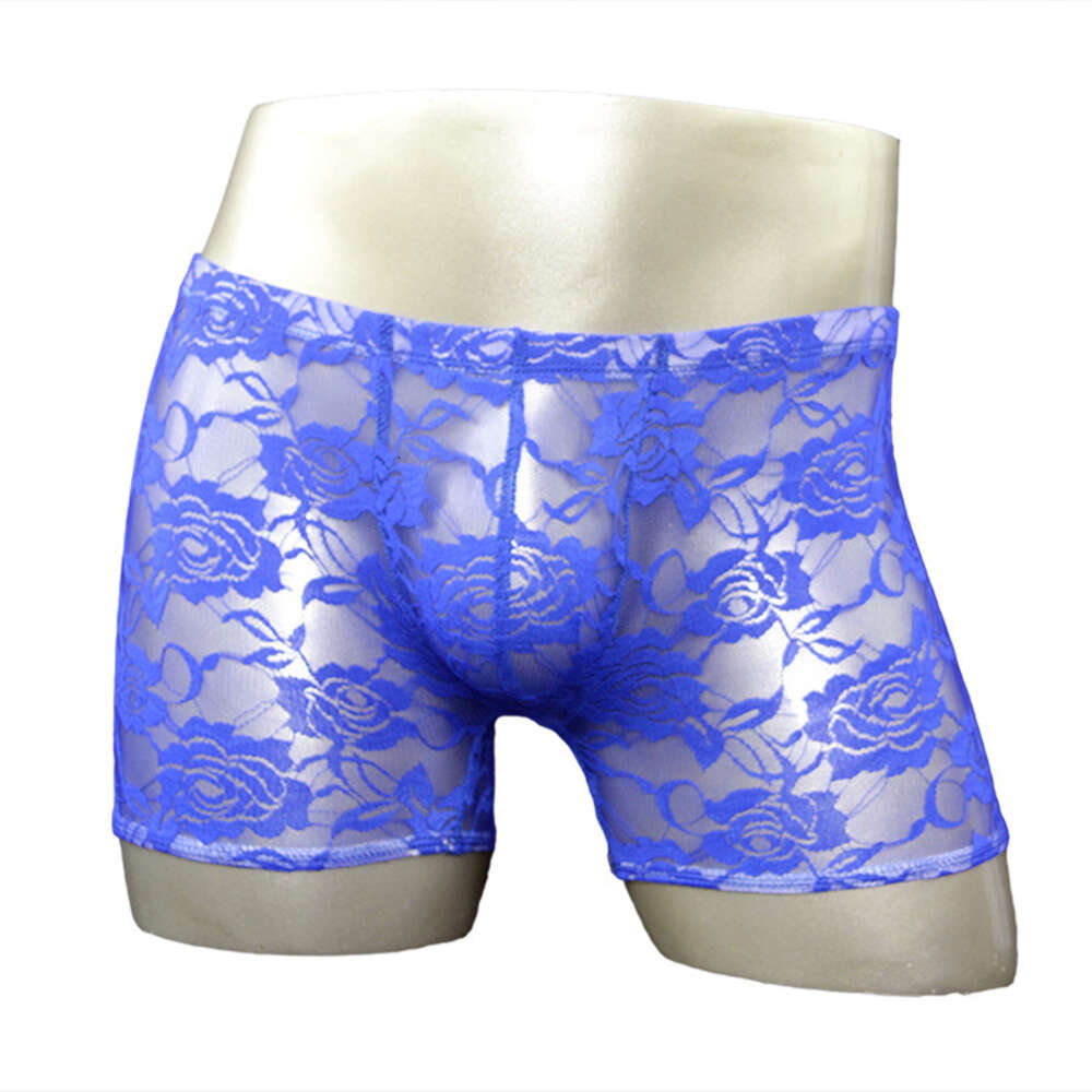 Sexy Gay Mens Lingerie Sheer Lace Boxer Shorts Rose Flowers Underwear Underpants For Men S Panties With Bulge Pouch Jockstrap