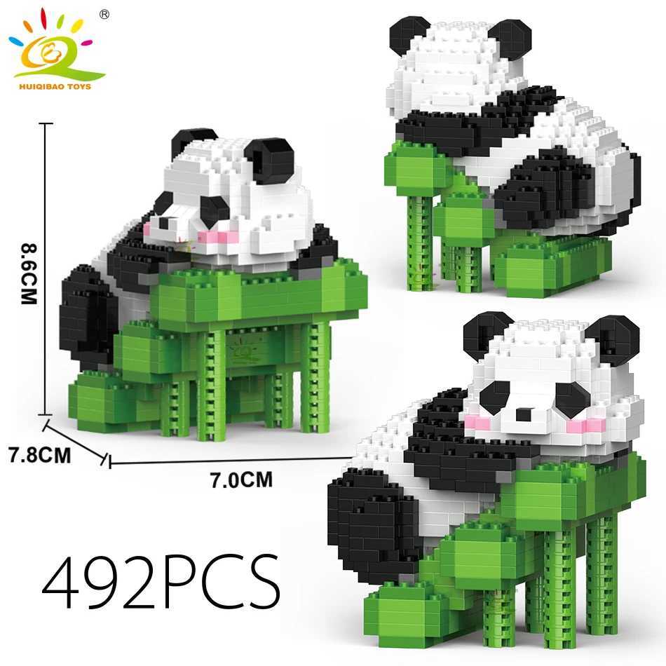 Veículo brinquedos huiqibao mini bonito panda micro blocos de construção 3d diamante modelo animais tijolos diy cidade construção brinquedos para crianças crianças presentel231114